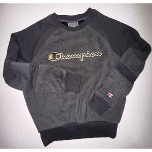 Champion Women's Black Fleece Sweatshirt XS Gold Logo Y2k Soft